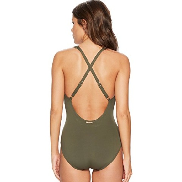 NWT Michael Kors Safari Plunge Lace One-Piece Sz12 - Picture 3 of 4